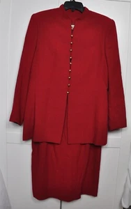Vintage Kasper ASL Red Blazer Skirt 2 Piece Suit Size 10 excellent condition - Picture 1 of 9