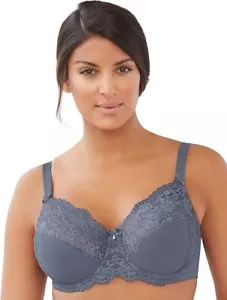 Reggiseno Glamorise 46DD blu grigio Wonderwire pizzo 9035 nuovo senza etichette 46D - Foto 1 di 2