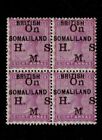 British Somaliland Protectorate Sg 4C 8 Anna Ohms Ovpt Block Of 4 Mint G W/Error