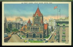 Postal vintage sin usar Trinity Church Copley Square Boston Massachusetts MA - Imagen 1 de 1