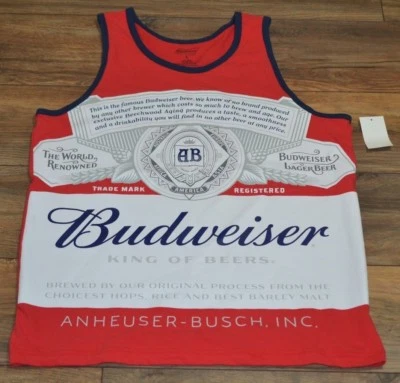 Budweiser Beer Tank Top Mens Officially Licensed Anheuser-Busch T-Shirt Tee - Image 1 of 2