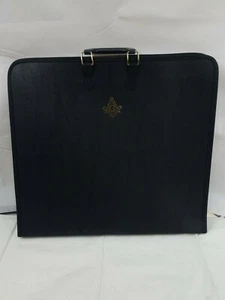 Estuche delantal de cuero sintético negro masónico con cremallera completa suave con asas-OFERTAS POPULARES - Imagen 1 de 5