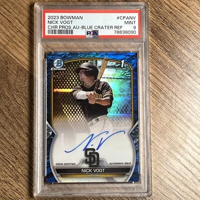Nick Vogt 2023 Bowman 1st Chome Prospects Au-blue Crater Ref /150 Rc PSA 9 - Image 1 of 3