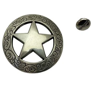 4 Pack Star Screw Back Conchos with Leaf Border - 1 1/2" - Picture 1 of 5