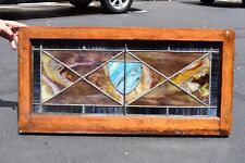 Beautiful Older Stained Glass Window in Wood Frame, 18x36 (JC90) chalice co.