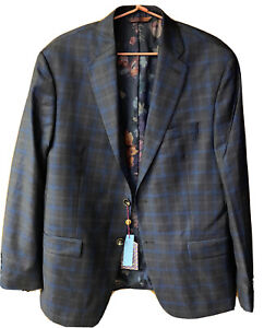 Robert Graham Men's Brown/Blue Checkered Blazer - NEW with Tags 44R 