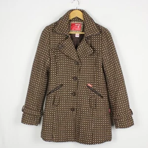 KHUJO Women's Coat Size M Brown Polyester Wool Acrylic Button Collared s7741 - Picture 1 of 9