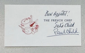 Julia Child & Paul Child Signed Autographed 3x5 Card Beckett BAS The French Chef - Picture 1 of 2