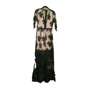 Formal Black Lace Long Sleeve Sheer 1/2 Lined Dress Women's Size XS Prom Hoco - Picture 1 of 6