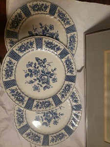 3 Myott Ironstone Melody Blue White 10" Dinner Plates England 1982 NO Crazing - Picture 1 of 10