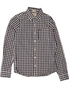 ABERCROMBIE & FITCH Camicia Uomo Muscolare Media Blu Navy Cotone Gingham BW03 - Foto 1 di 3