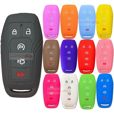 Funda protectora de silicona para llavero inteligente con control remoto de 5 botones Fit Lincoln Ford Mustang Foto 1 de 4