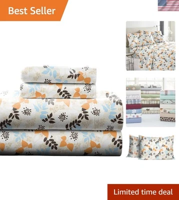 Luxurious 100% Cotton Flannel Queen Sheet Set - Machine Washable Winter Breeze - Image 1 of 4