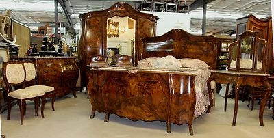 Antique Country French Bombay Burl Walnut 8 Piece Queen Bedroom Set  C1880 - Image 1 of 4
