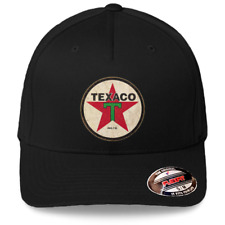 Texaco Vintage Sign Logo Black Hat Flexfit Baseball Cap Printed Emblem S/M &L/XL