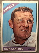 1966 Topps Jack Sanford Baseball Card #23 Angels Pitcher Low-Grade
