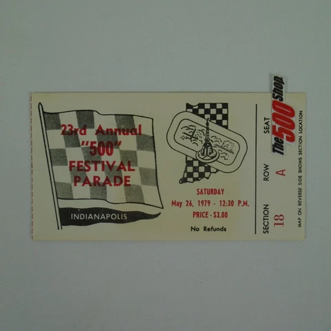 1979 Used 500 Festival Parade Ticket Stub - IndyCar Indianapolis 500 Indy Race Cover