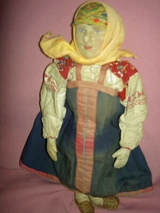 Große 15" antike russische Stockinette Stoffpuppe, Sowjetunion Smolensk Bezirk - Bild 1 von 14