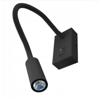LED Wand-Leseleuchte mit Schwanenhals Schalter Wandleuchte zum Lesen 3W Schwarz - Bild 1 von 4