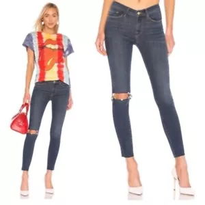Frame Jolie Mid Rise Skinny Ripped Knee Raw-Hem Jeans SIZE 29 - Picture 1 of 13
