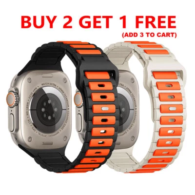 Silicone Strap For Apple Watch Series 10 9 8 7 6 iWatch Ultra2/1 49mm Sport Band - Image 1 of 4