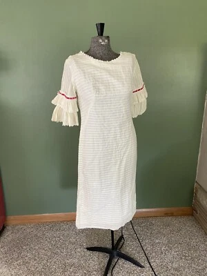 De Colección BoHo Vestido Blanco Manga Campana Años 60 70 Hippy MiNi Vestido de Boda Cottage Core Foto 1 de 4