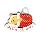 Russ Sleeping Bear Christmas Ornament Fabric Wood Pillow Santa Cap Adorable 4 In