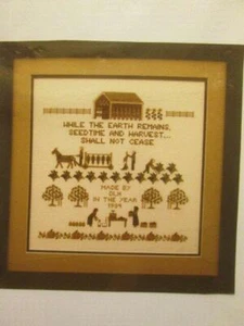 Tobacco Harvest & Cider Making Sampler Cross Stitch Chart-180x171 Stitches - - Bild 1 von 1