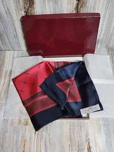 NEW Warden Brooks Ltd Red Black Silk Geometric Pattern Pocket Square - Picture 1 of 5