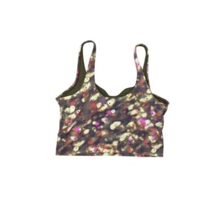 Lululemon Green Polka Dot V Neck Sleeveless Nylon Tank Top Crop Women's Size 10 - Picture 1 of 6