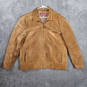 Chaqueta De Colección Merona Edredón Forrado Cuero Gamuza Genuino Cuello Para Hombres L Marrón - Imagen 1 de 9
