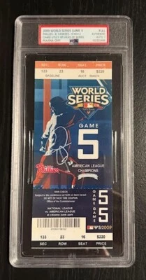 CHASE UTLEY PSA SLABBED AUTOGRAPHED 2009 WORLD SERIES GAME 5 TICKET - 2 HOMERUNS - Image 1 of 4