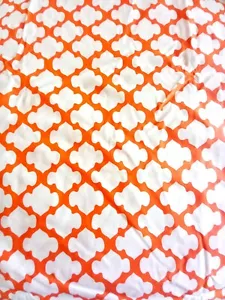 Pottery Barn Geometric Screen White Orange Full/Queen Cotton Duvet Cover Cotton - Picture 1 of 8