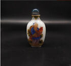 Ch1173 Chinese Glass Hand Painted Pastel Fisherman's Snuff Bottle Qianlong Mark