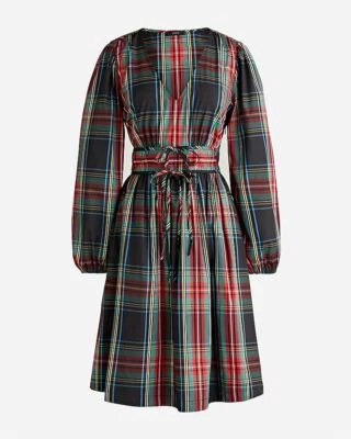 J Crew BN150 NWT Size 6 Stunning V-Neck Taffeta Mini Dress in Stewart Plaid - Image 1 of 3