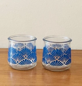 Oui Glas Joghurt Gläser Behälter Blau Fächer Floral Limited Edition Windlicht Halter - Bild 1 von 7