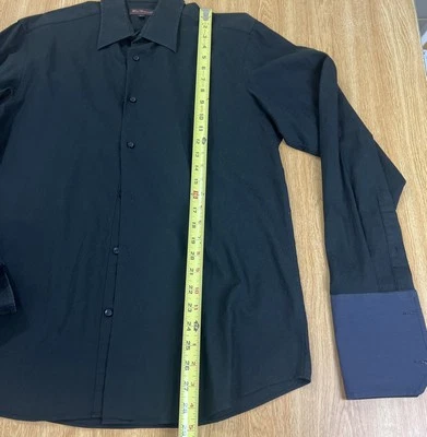 Camisa Ben Sherman Para Hombre Pequeña Negra Calce Ajustado Elastizada Tejido de Cesta Algodón 15-1/2 Foto 1 de 4