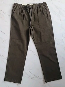 Mutual Weave NWT Men's Relaxed Elastic Drawstring Green Chino Pants Size Large - Picture 1 of 5