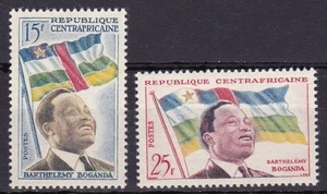 CENTTRAL AFRICAN REPUBLIC #1-2 MNH PREMIER BARTHELEMY BOGANDA & FLAG - Picture 1 of 1
