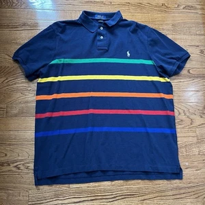 Polo Ralph Lauren uomo 2XL blu a righe pony preppy vestibilità classica golf casual - Foto 1 di 7