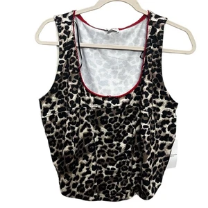Mixed Threads Plus Sz 1X Leopard Print Tank Top Red Lace Trim Y2K Corset Outline - Picture 1 of 5