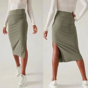 Athleta Luxe Seamless Acacia Olive Green Knit Midi Women's Skirt Small NWOT - Picture 1 of 10
