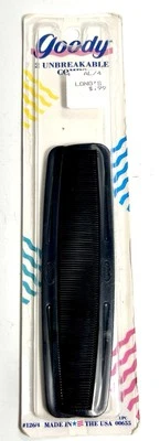 Paquete de 2 peines irrompibles Goody 5 3/4" nuevos hechos en EE. UU. DE COLECCIÓN 1989 negros #126/4 Foto 1 de 4