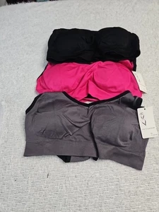 3 Damen Sport BH CHARMing & Dream Pink Grau & Schwarz / XXL Neu Mit Etikett - Bild 1 von 3