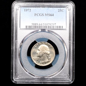 1972 Washington Quarter 25c - PCGS GRADED MS64 - Bella patina - Foto 1 di 4