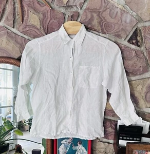 Moreno Martini Da Firenze Damen L Leinen Button Down Langarm Bluse ~ Italien - Bild 1 von 17