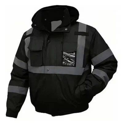 Chaqueta de seguridad reflectante impermeable aislada Hi-Vi con capucha desmontable ligera Foto 1 de 4