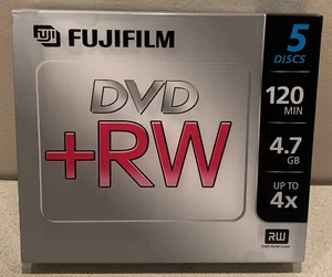 5 pack  Fujifilm  DVD+RW 4.7GB 120 Min Disc 4X  NEW ~ Sealed - Picture 1 of 4