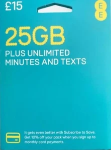 EE sim card 500 Sim Mix £10 Sim & £15 Sim - Zdjęcie 1 z 3