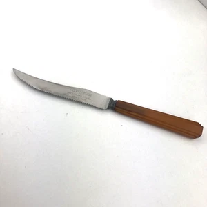 Valley Forge Butterscotch Bakelite Handle Stainless Steak Knife - Imagen 1 de 4